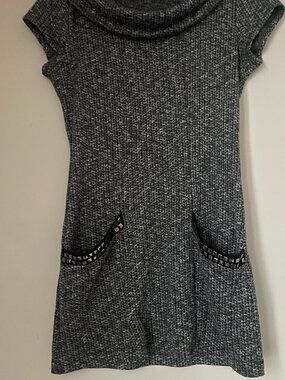 Le Chateau Grey Knit Dress with Stud Detail